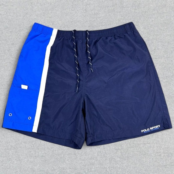 Vintage Polo Sport Ralph Lauren Swim Trunks Men's XL Blue Lined Drawstring - Picture 1 of 14